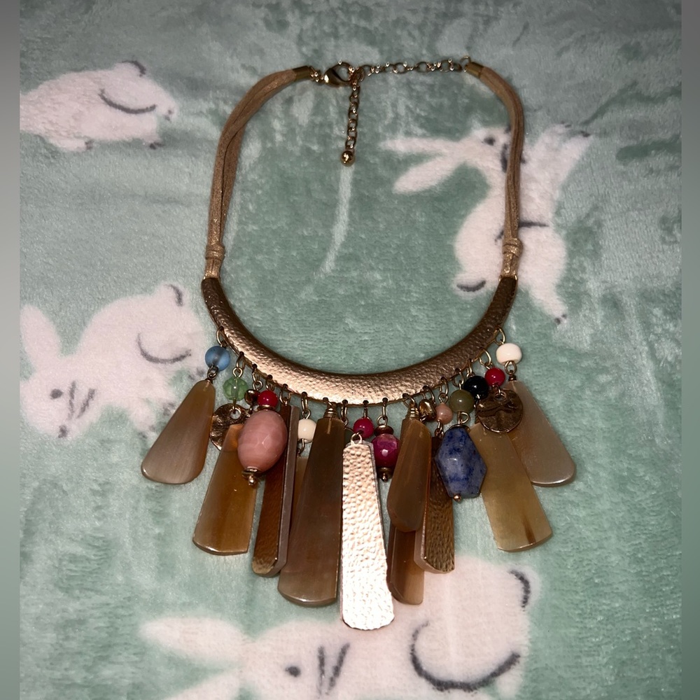 Multi color bib necklace